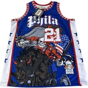 Brand X Joel Embiid Jersey Phila 21 Skull Graphic Rare $125 size XL-New W/Tags